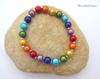 Bracelet chakras, perles multicolores