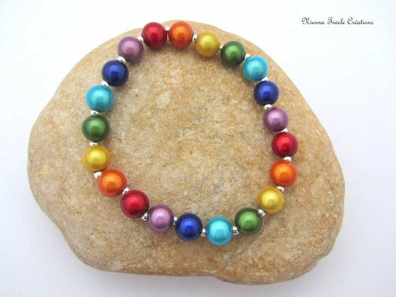 elastic Multicolored chakra bracelet emn and woman french handmade