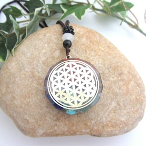 Orgonite Necklace Flower of Life – Energy Healing Pendant for Protection and Harmony