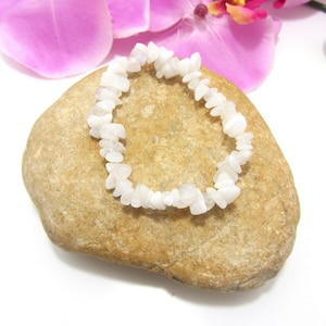 Natural peristerite bracelet – chip beads – white moonstone – handmade elastic bracelet – lithotherapy jewelry – women&#39;s gift