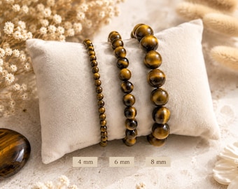 Natural Tiger Eye Bracelet – 4mm 6mm or 8mm Beads – Gemstone Bracelet – Protection Crystal Jewelry – Men Women Gift
