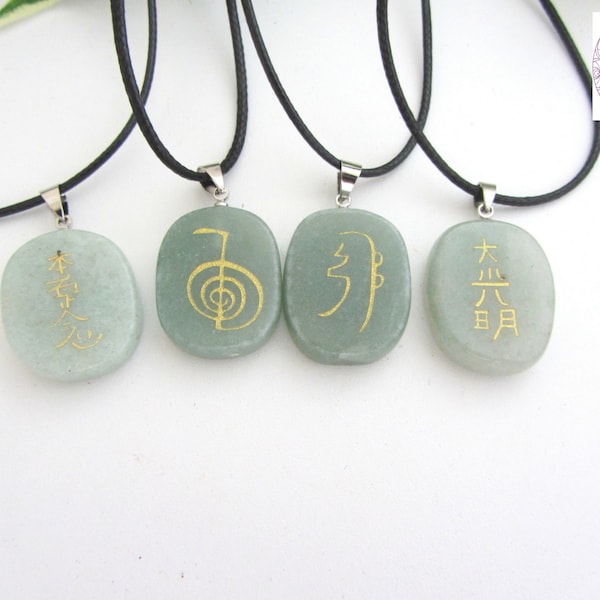 Pendentif symboles reiki aventurine