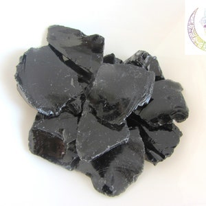 Schwarzer Obsidian, Rohstein, A-Qualität