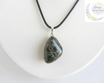 Dragon Blood Jasper Pendant, Natural Stone Necklace, Strength, Protection, Grounding