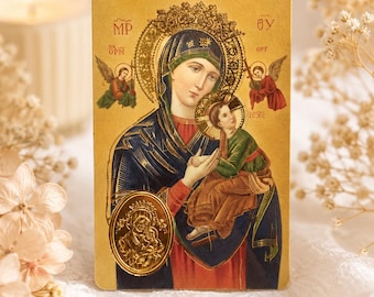 Our Lady of Perpetual Help Prayer Card – Virgin Mary Catholic Holy Card – Religious Gift – Catholic Prayer – Marian Devotion