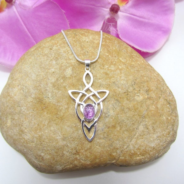 Celtic amethyst necklace, sterling silver 925