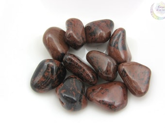 Obsidienne Acajou, Pierre Roulée Naturelle, Protection et Ancrage
