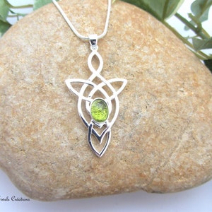 Celtic necklace peridot, sterling silver 925