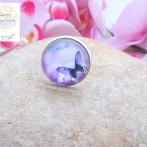 Butterfly ring, adjustable, round, fancy