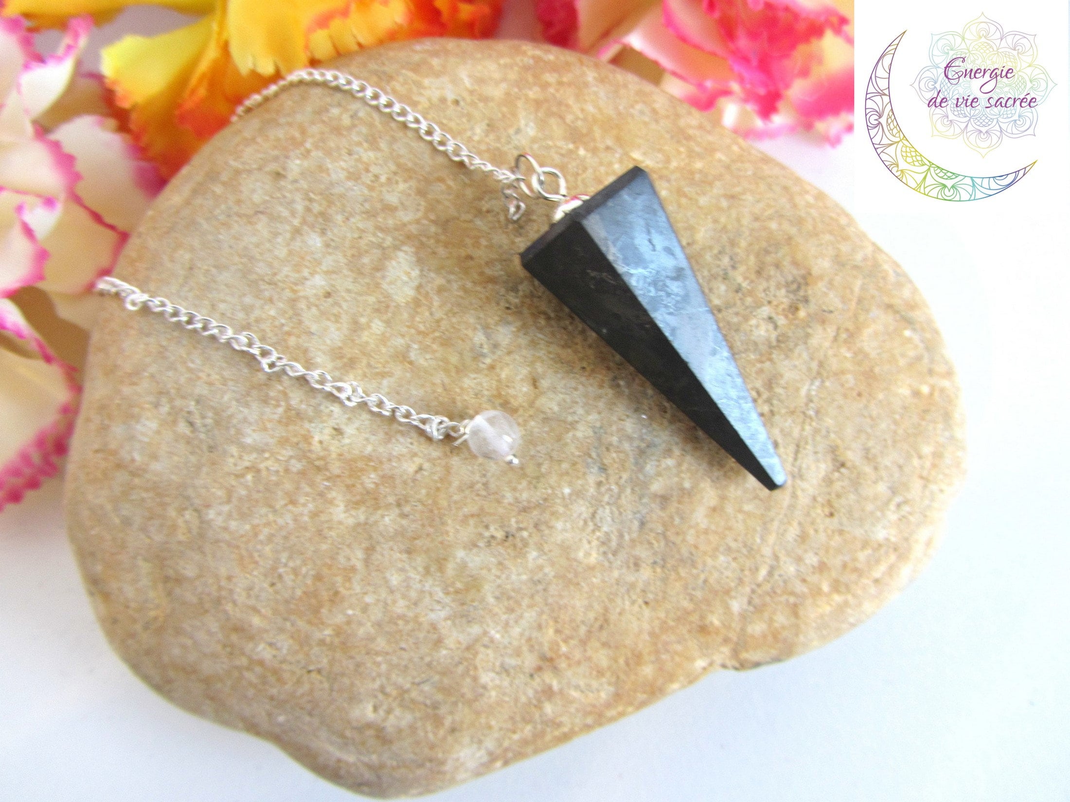 Pendule en Shungite, Pierre Naturelle, Radiesthésie