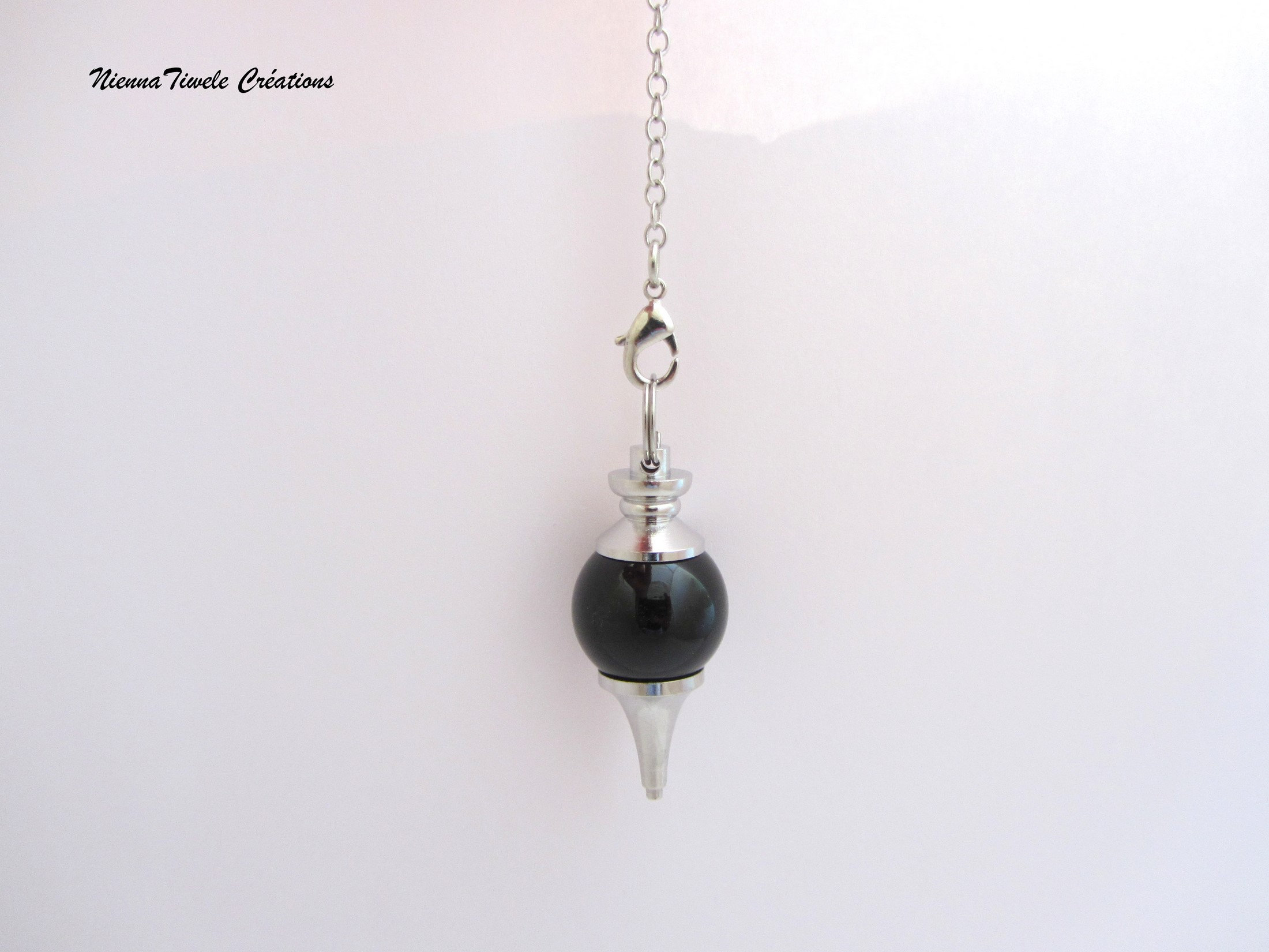 Pendule Onyx Noir, Guérison Protection, Harmonie, Méditation, Pierre, Cadeau Homme, Femme, Fait Main