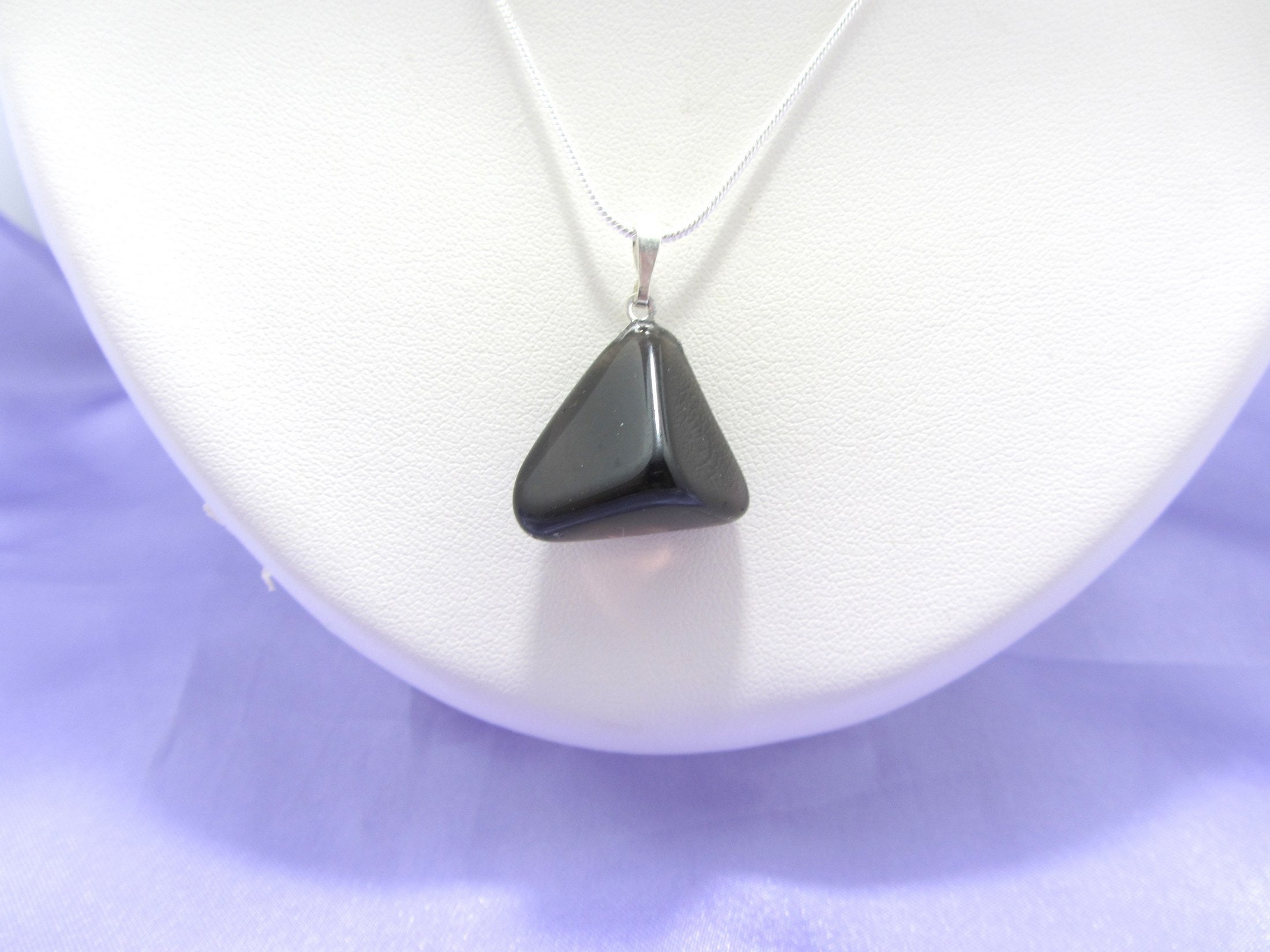 Obsidian apache tear pendant, natural stone