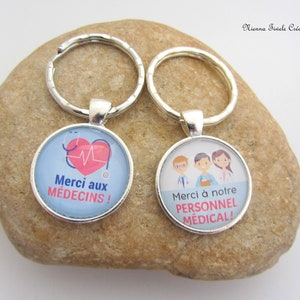 Keyring thank you to our medical staff, unique, handmade, white blue, man woman