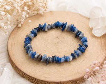 Natural Blue Kyanite Chip Bracelet – Grade A Gemstone Bracelet – Blue Crystal Jewelry – Handmade Spiritual Gift for Her