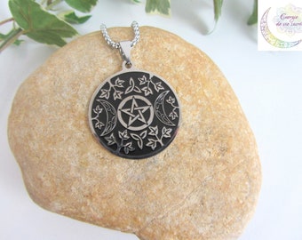 Pentacle necklace, double moons, talisman