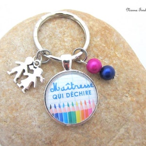 Handmade Keychain for Teacher Gifts - Porte Clé Maîtresse