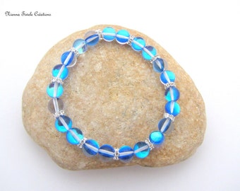 Aqua aura bracelet, blue stone