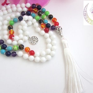 7 chakras necklace, mala 108 beads