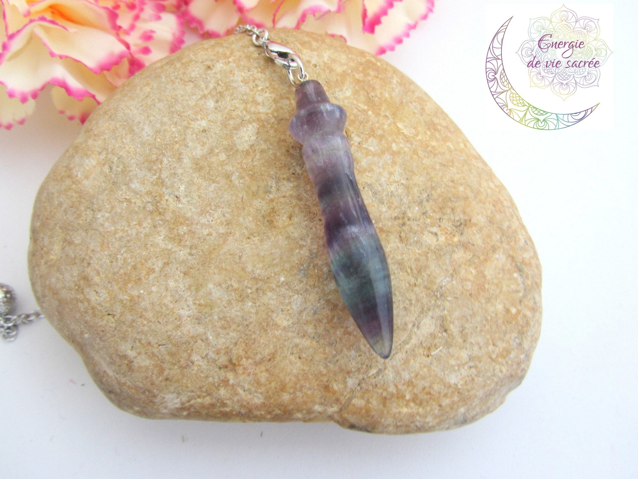 Pendule Fluorite Egyptien Thôt, Guérison Protection, Harmonie, Méditation, Pierre, Cadeau Homme, Fem