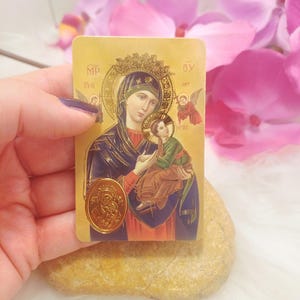 Cartão de oração de Nossa Senhora do Perpétuo Socorro – proteção divina – dom espiritual