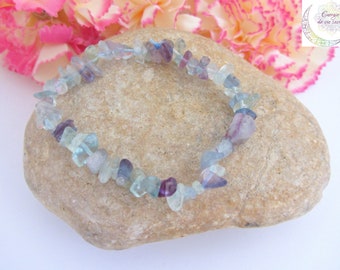 Fluorite bracelet, natural stone, chips, handmade France