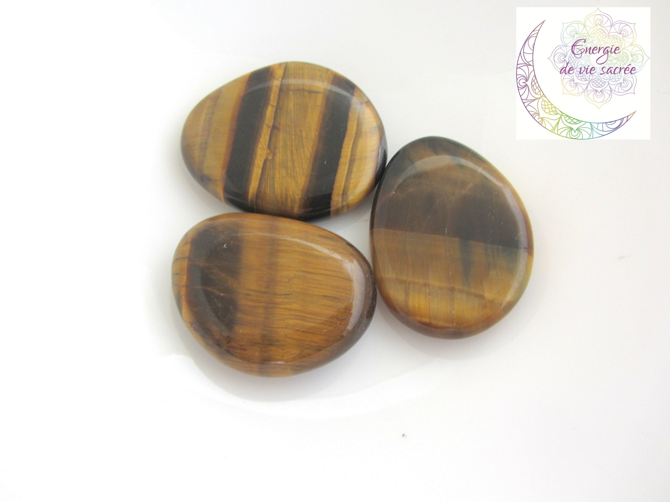 Oeil de Tigre Galet, Pierre Roulée, 40 mm, Naturelle, Protection et Guérison