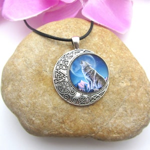Wolf moon necklace, totem animal