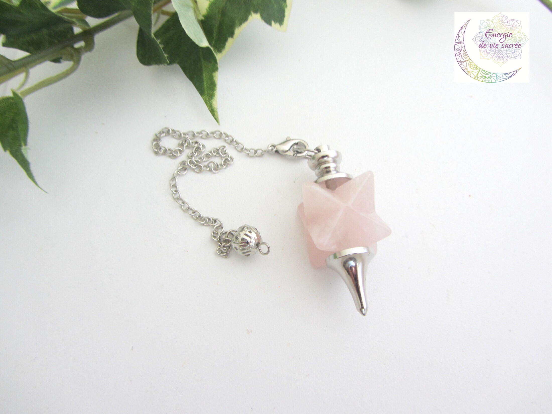 Pendule Quartz Rose, Radiesthésie, Intuition Méditation, Pierre, Pour Femme, Fait Main, France