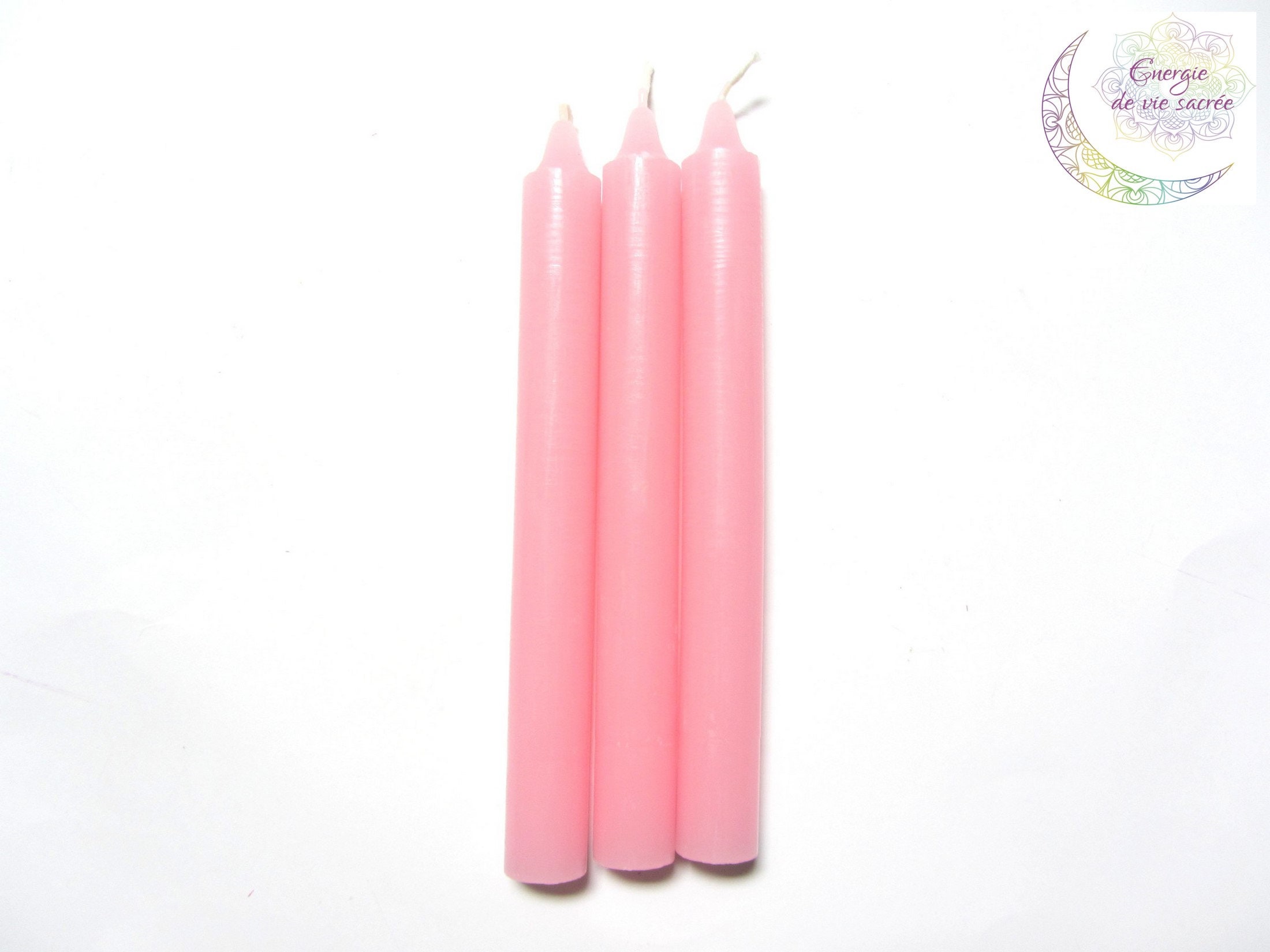 Bougie Rose en Cire, 100% Parafine, Mèche Coton, Rituel Amour Calme Sérénité