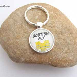 Key ring support for yellow vests, unique, yellow white, handmade