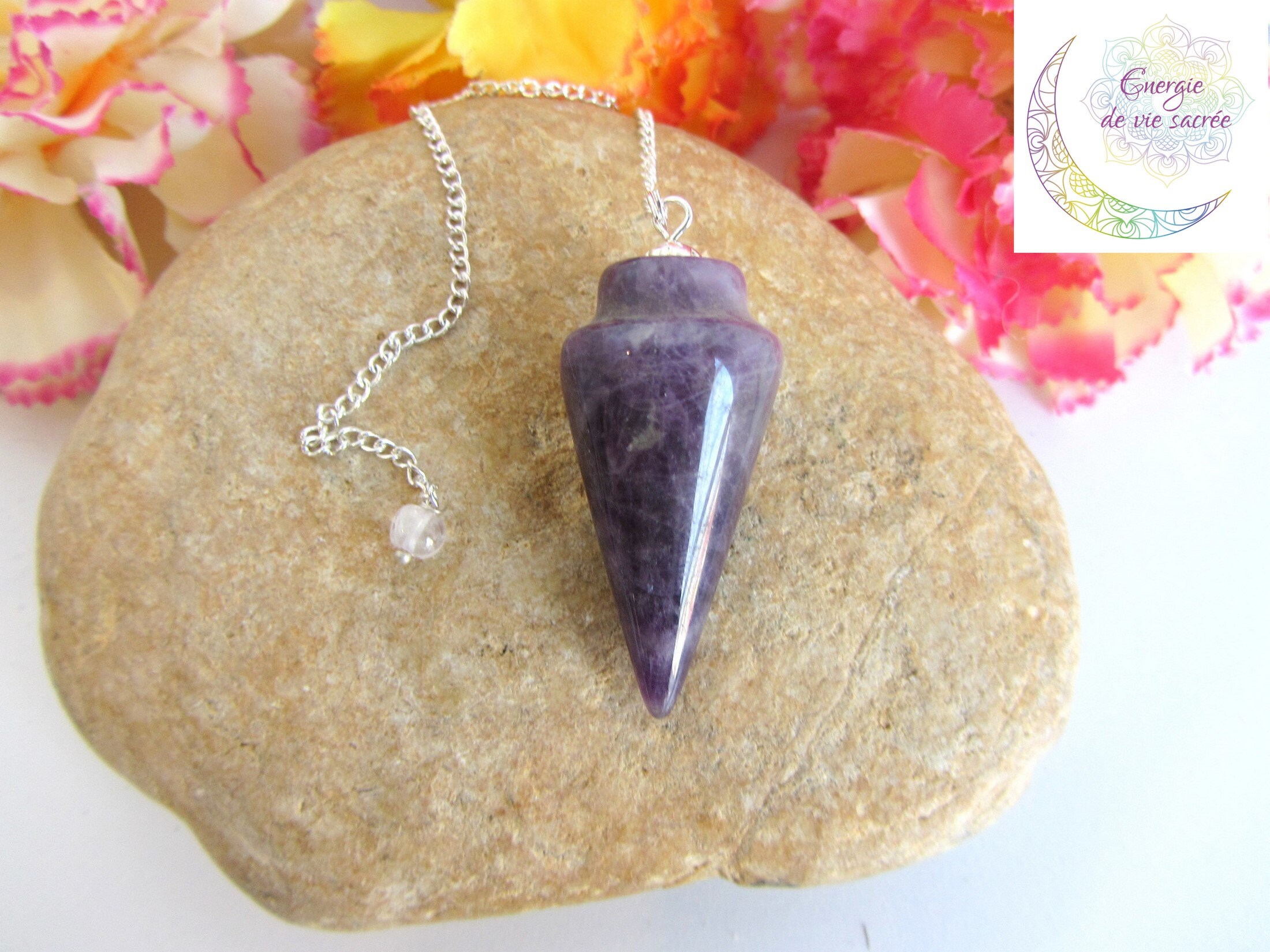 Pendule Améthyste Cône Radiesthésie Pierre Naturelle