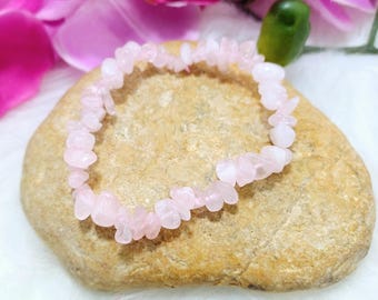 Bracciale in quarzo rosa, grado A, perline di chip