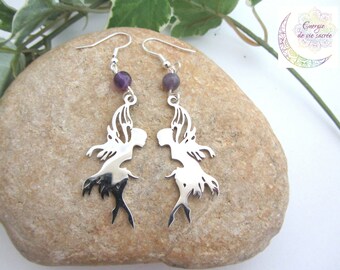 Fairy earrings, amethyst handmade.