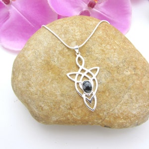 Obisidian snowflake, celtic necklace, silver 925