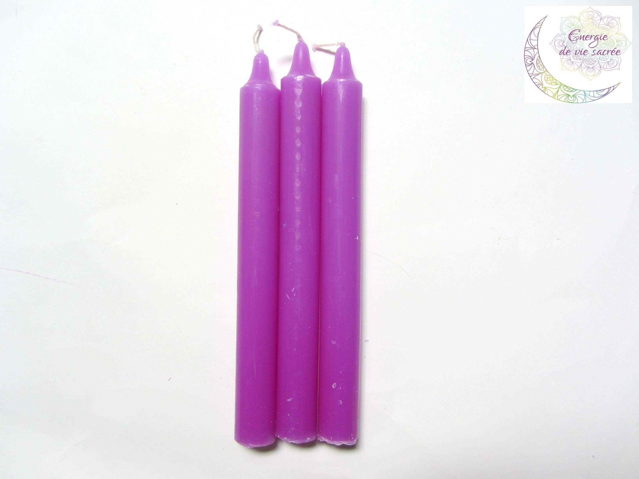 Bougie Violette, en Cire, 100% Parafine, Mèche Coton, Rituel Bienveillance, Calme Sérénité
