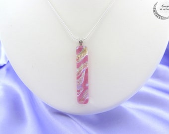 Dichroic glass pendant blue pink