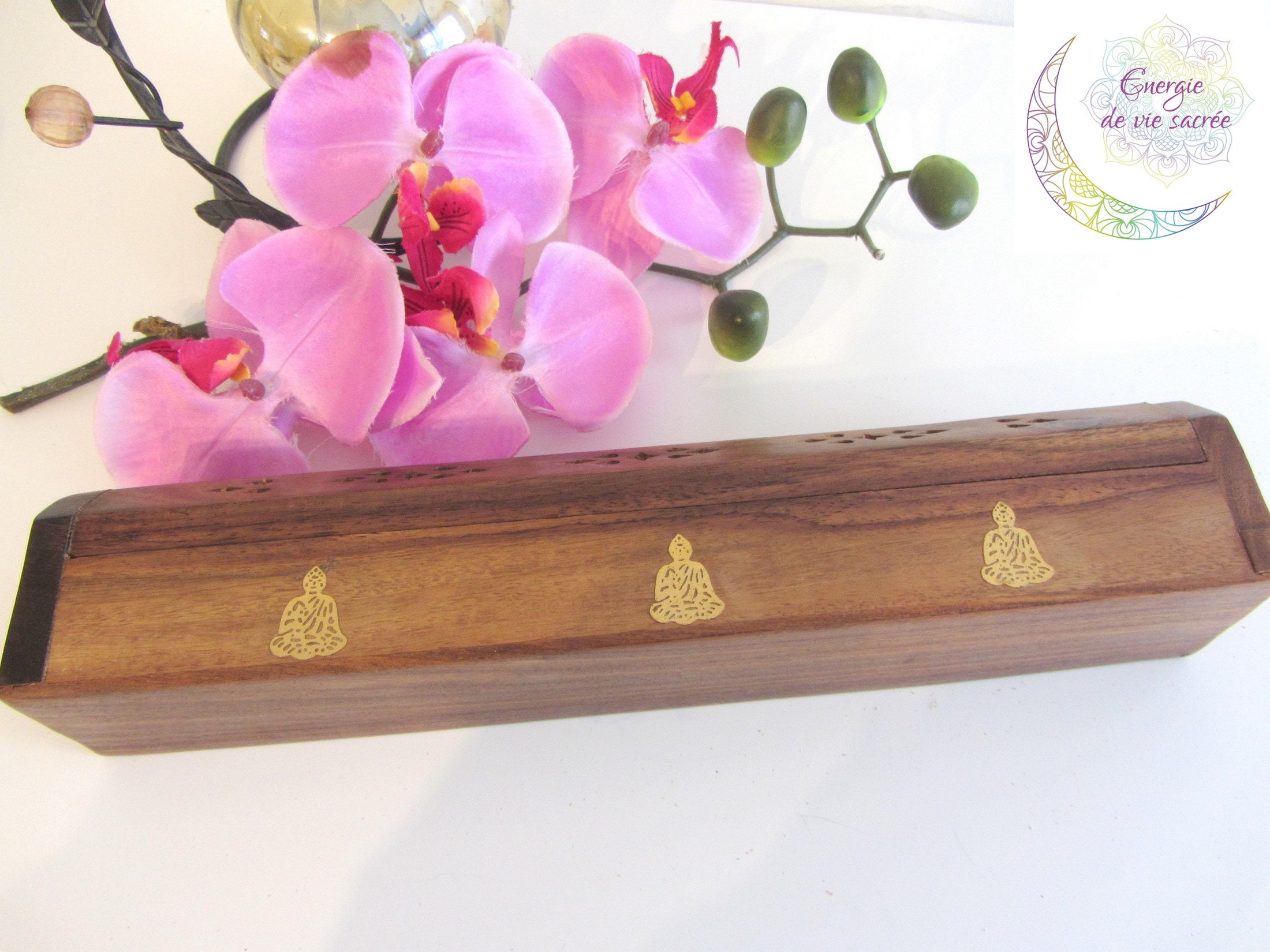 Porte Encens, Bois Écologique, Inde, Bouddha, Cônes Bâtonnets