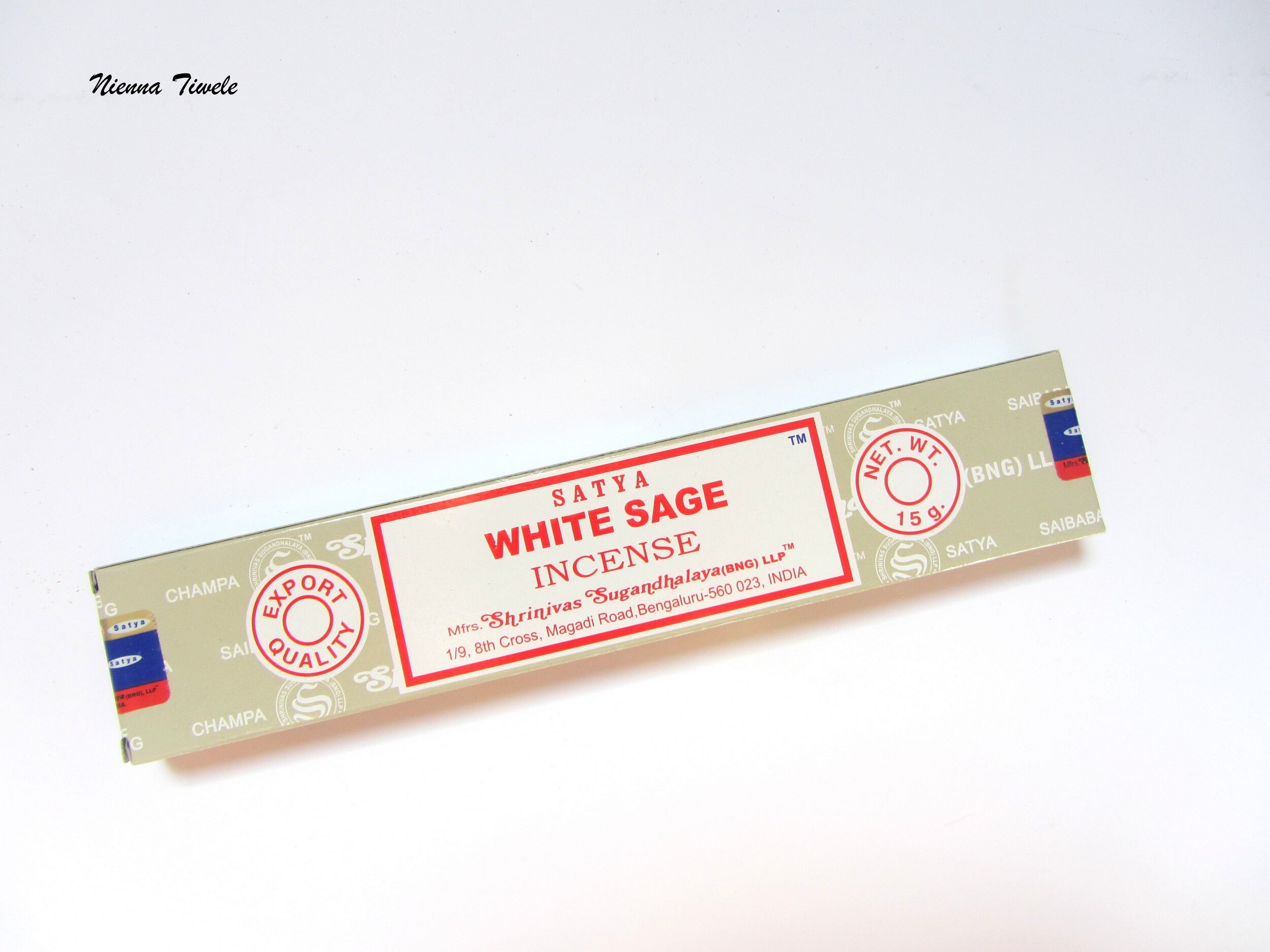 Encens White Sauge Satya, Encens Naturel d'inde, Boîte de 12 Bâtonnets