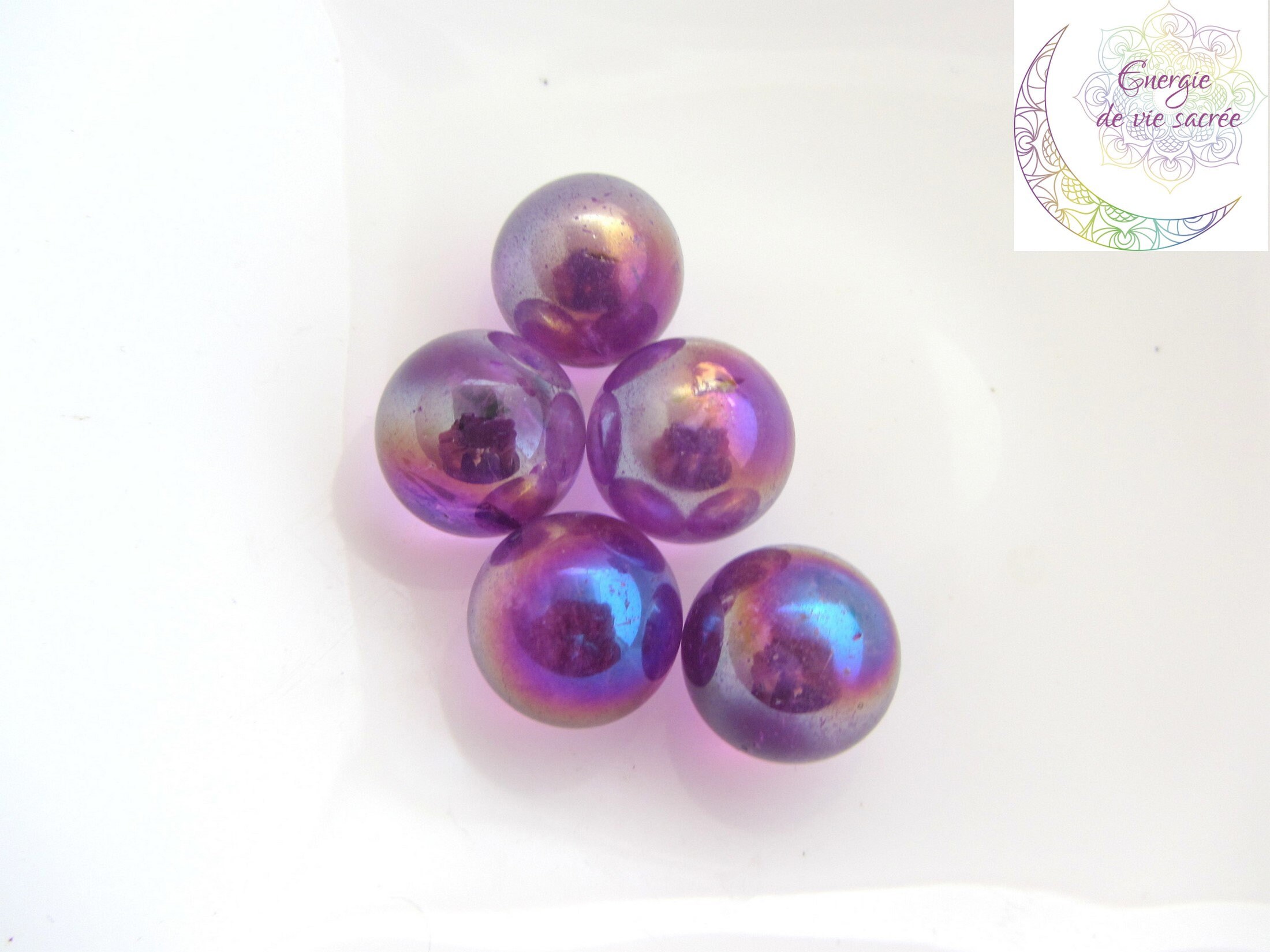 Aqua Aura Violet, Billes Rondes, Qualité Extra, Écoute Intérieure, Sagesse, Protection