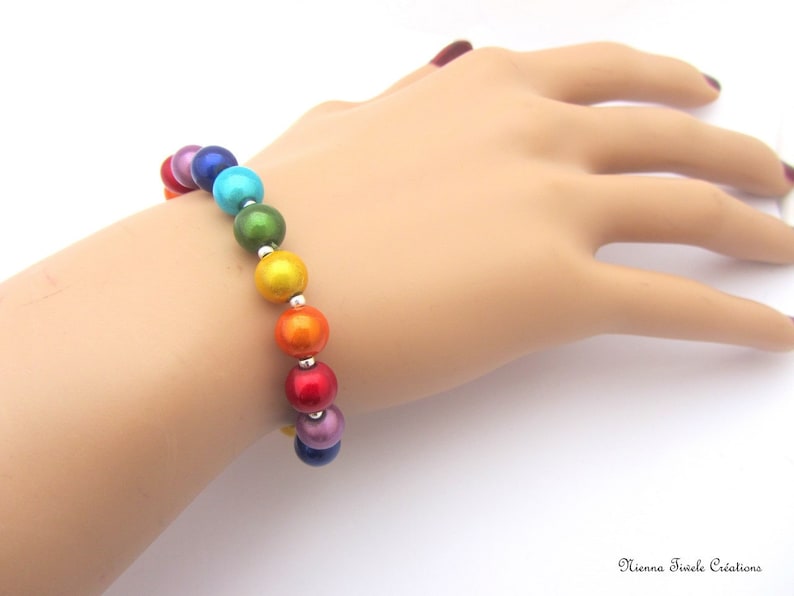 elastic Multicolored chakra bracelet emn and woman french handmade