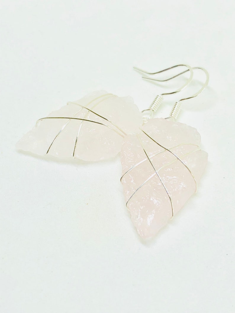 Rose quartz arrowhead earrings blush pink earrings rose image 6
