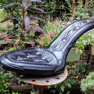 Custom cobra style seat for rigid frame bobber chopper Harley Triumph etc