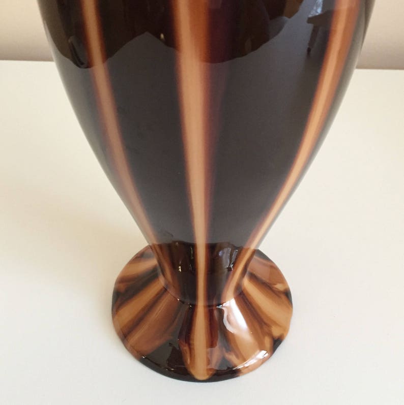 Huronia Pottery Canadian Vase Unique Reflow Flame Pattern Caramel Gold