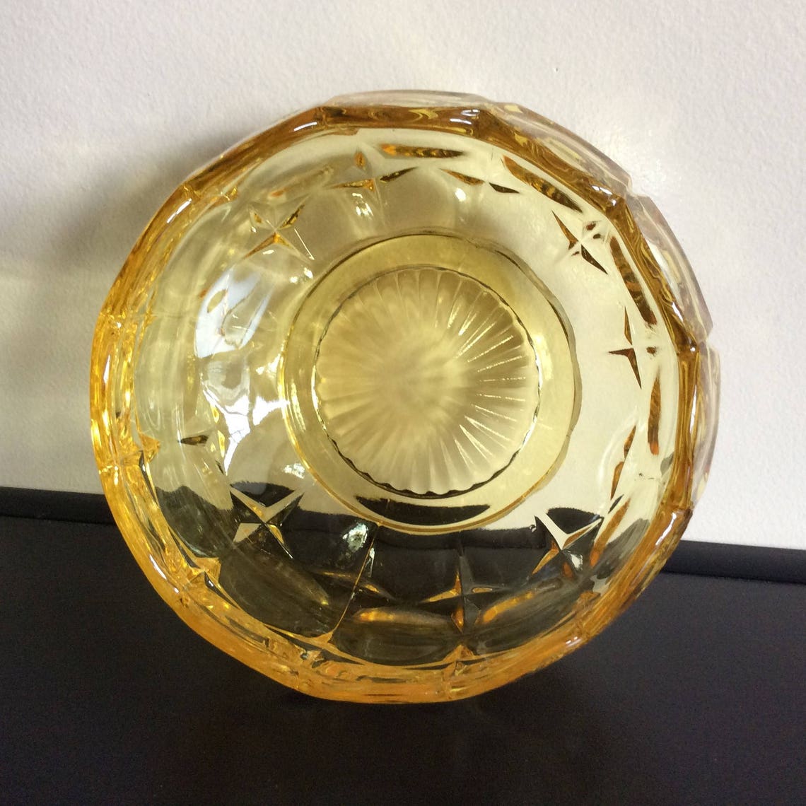 Indiana Glass Tiara Yellow Mist 300 Constellation Nut Bowl Etsy