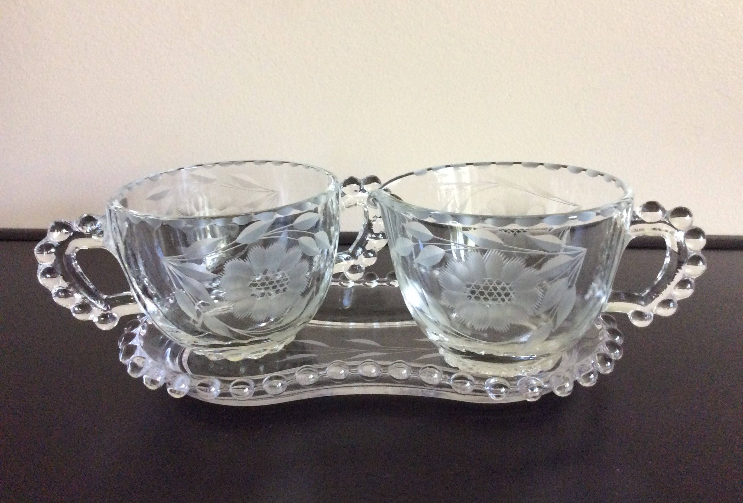 Imperial Glass Candlewick Cornflower Etch by W.J. Hughes Sugar Etsy