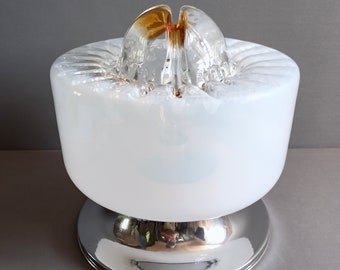 Mazzega Murano art glass and chrome 1970s one-light table lamp.