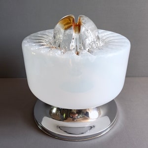 Mazzega Murano art glass and chrome 1970s one-light table lamp.