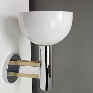 Gaetano Sciolari 1970s two chrome and glass shades sconces. New from old stock.