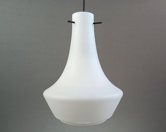 Italian Stilnovo style 1950s white matte glass pendant lamp.