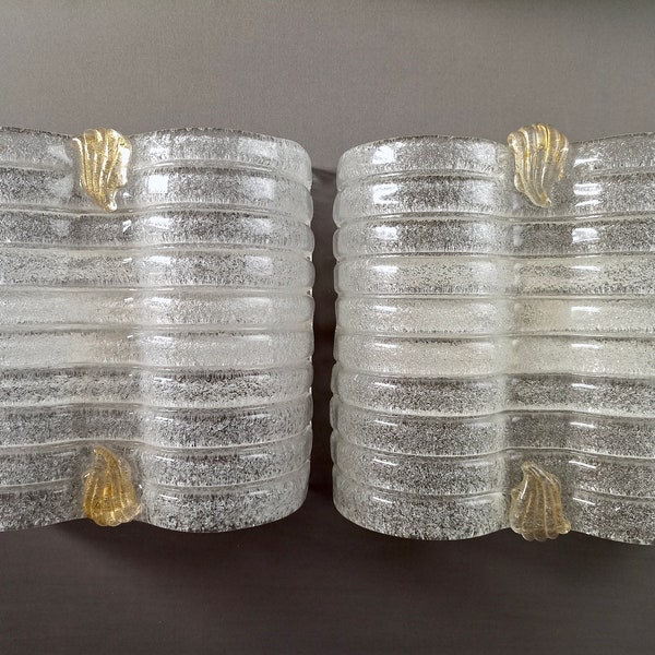 Set of two large Murano Graniglia art glass sconces, "Murano Due" marked. Italy, 1990s.